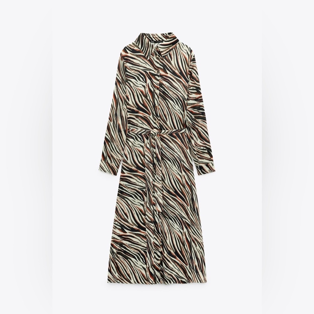 Zara Animal Print Shirt Dress Small - Picture 9 of 11